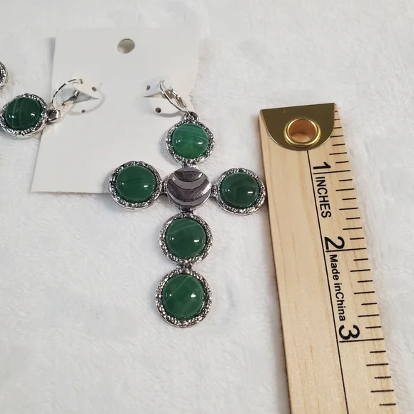 FP Movement by Free People Green and Silver Dangle Cross Earrings - Picture 4 of 5